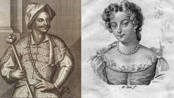 Photo d'illustration mettant en scène le portrait de Moulay Ismail et celui de la fille de Louis XIV. / Ph. DR
