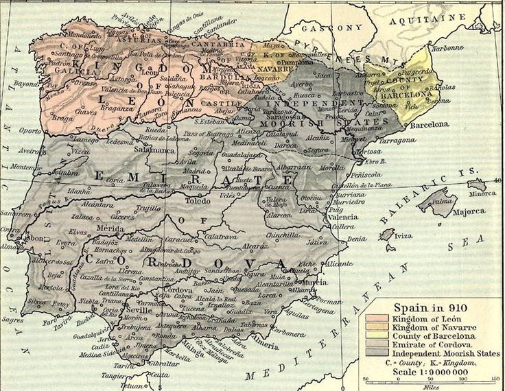 Carte de la Péninsule ibérique au 9e siècle. / Ph. DR