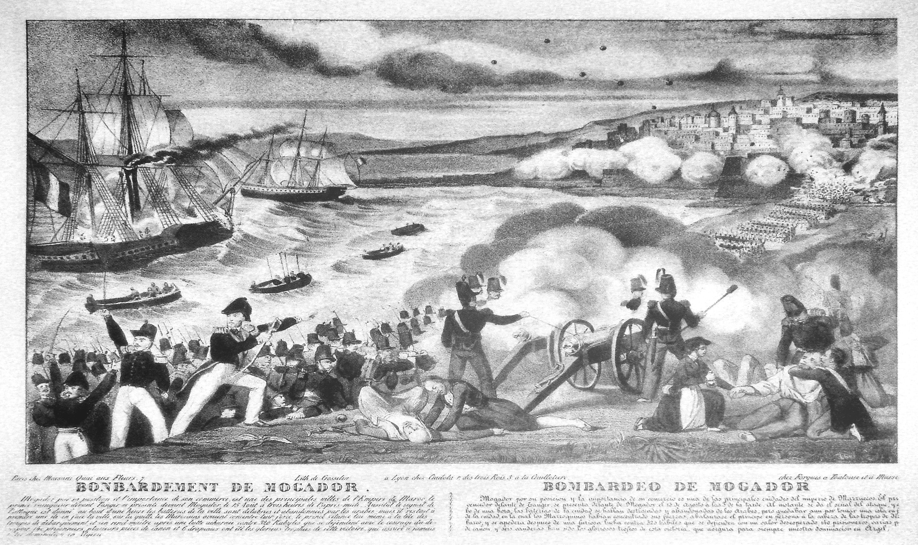 Le bombardement de Mogador par l'armée française. / Illustration