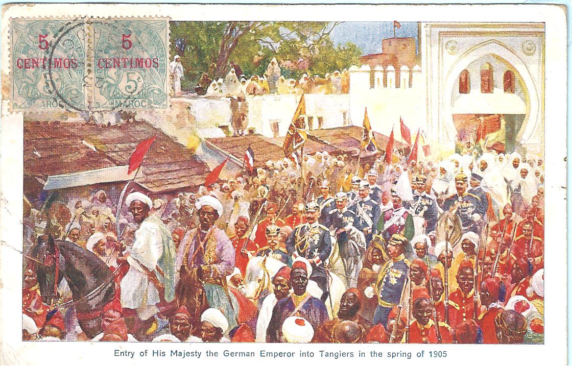 Une carte postale illustrant la visite de l'empereur allemand au Maroc. / Ph. Marco Philie Daniel