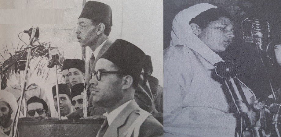 Le prince héritier Moulay Hassan et sa sœur Lalla Aicha, le 10 avril 1947 à Tanger. / Ph. «Mémoires du patrimoine marocain»