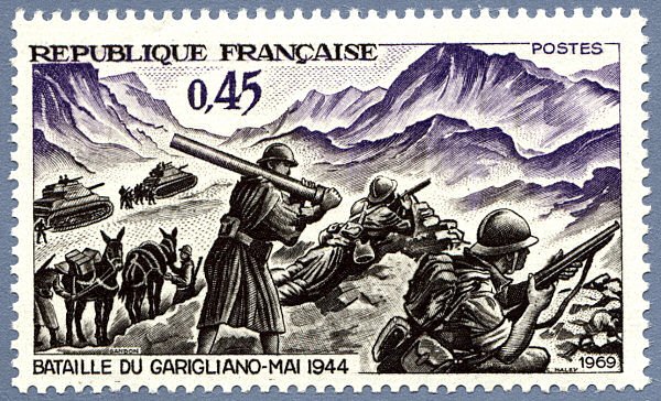 Un timbre émis par la République française célébrant la distinction des goumiers. / Ph. DR