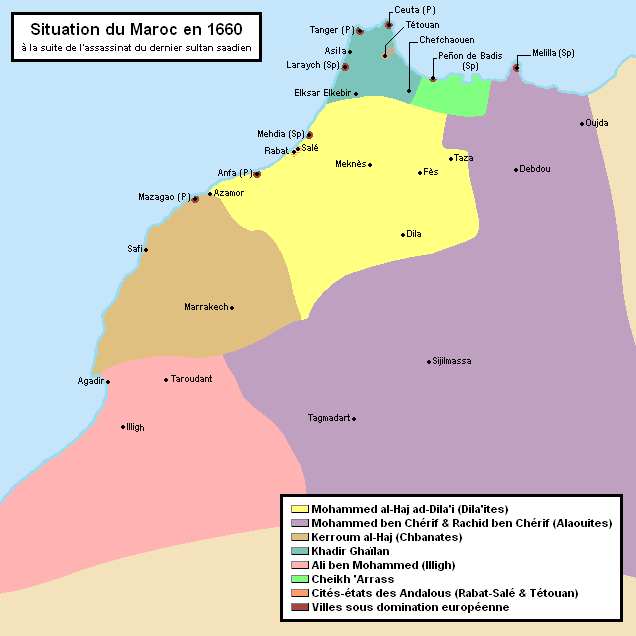 Etat de morcellement du Maroc après l'assassinat du dernier sultan saadien. / Ph. DR