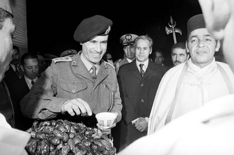 Hassan II et l'ex-dirigeant libyen Mouammar Kadhafi. / Ph. DR