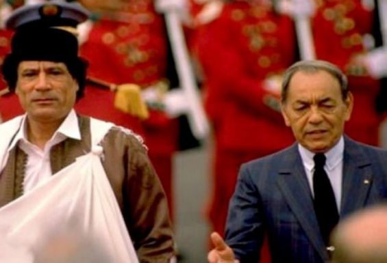 Le roi Hassan II et l'ancien dirigeant libyen Mouammar Kadhafi. / Ph. DR