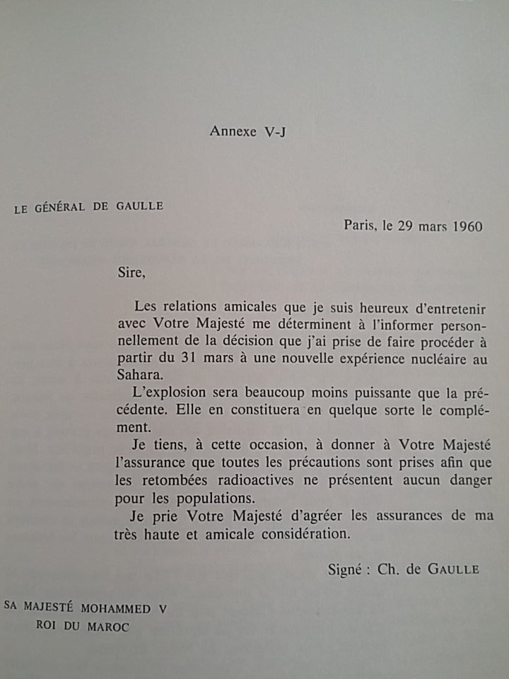 Reproduction de la lettre de De Gaulle à Mohammed V / Ph. Twitter