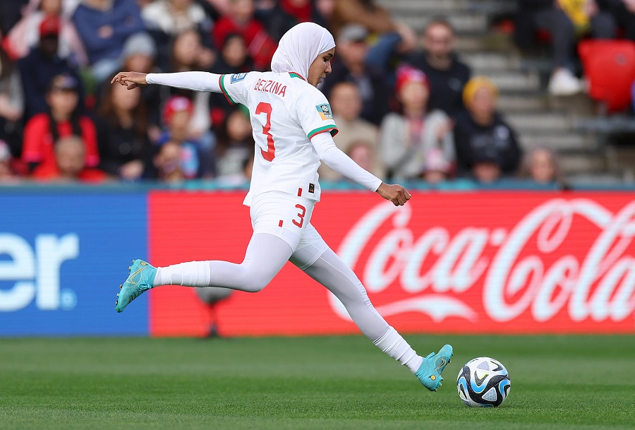 Nouhaila Benzina lors du match du Maroc contre la Corée du Sud au Mondial féminin 2023 / DR.