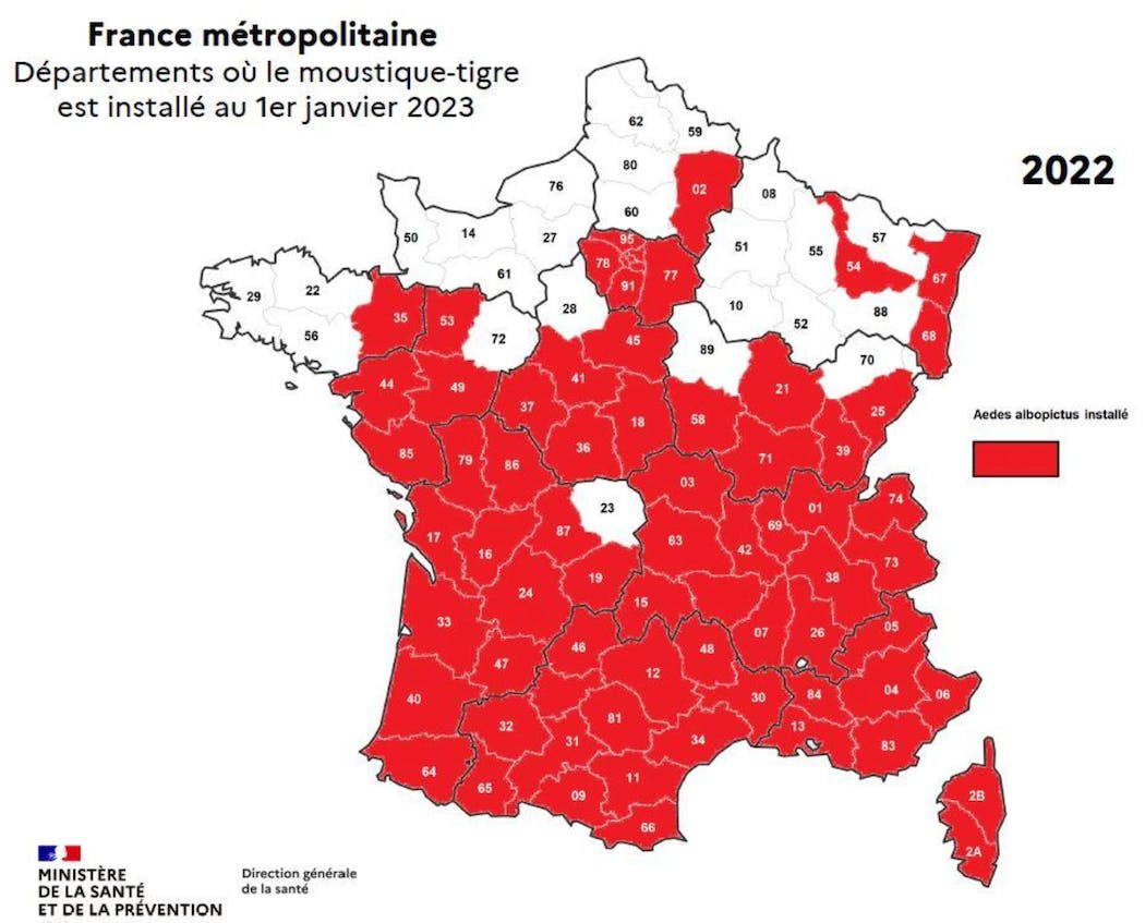 Carte France moustique tigre